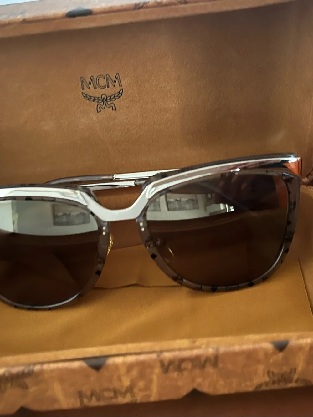 MCM Tortoiseshell Cat-Eye Sunglasses with Gold Logo Plaque